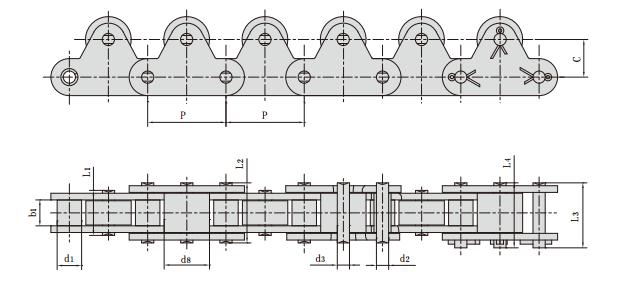 <font color='red'><font color='red'>C2050-1LTR</font></font>_带顶滚轮双节距输