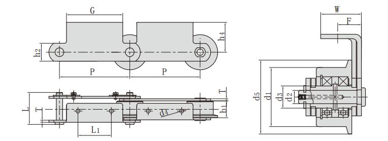 <font color='red'><font color='red'>M160F6-F-200</font></font>_带附板输送链