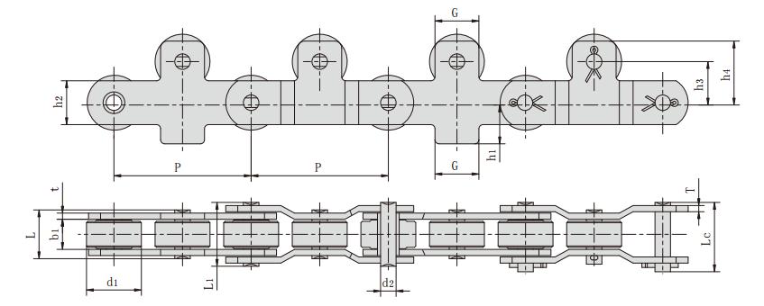 P100F126_<font color='red'>带<font color='red'>附件</font><font color='red'>输送</font>链</font> <font color='red'>输送</font>