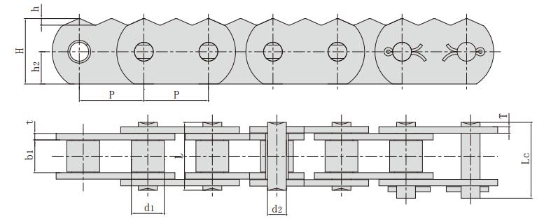 <font color='red'><font color='red'>P50-3STC</font></font>_尖齿链 输送链